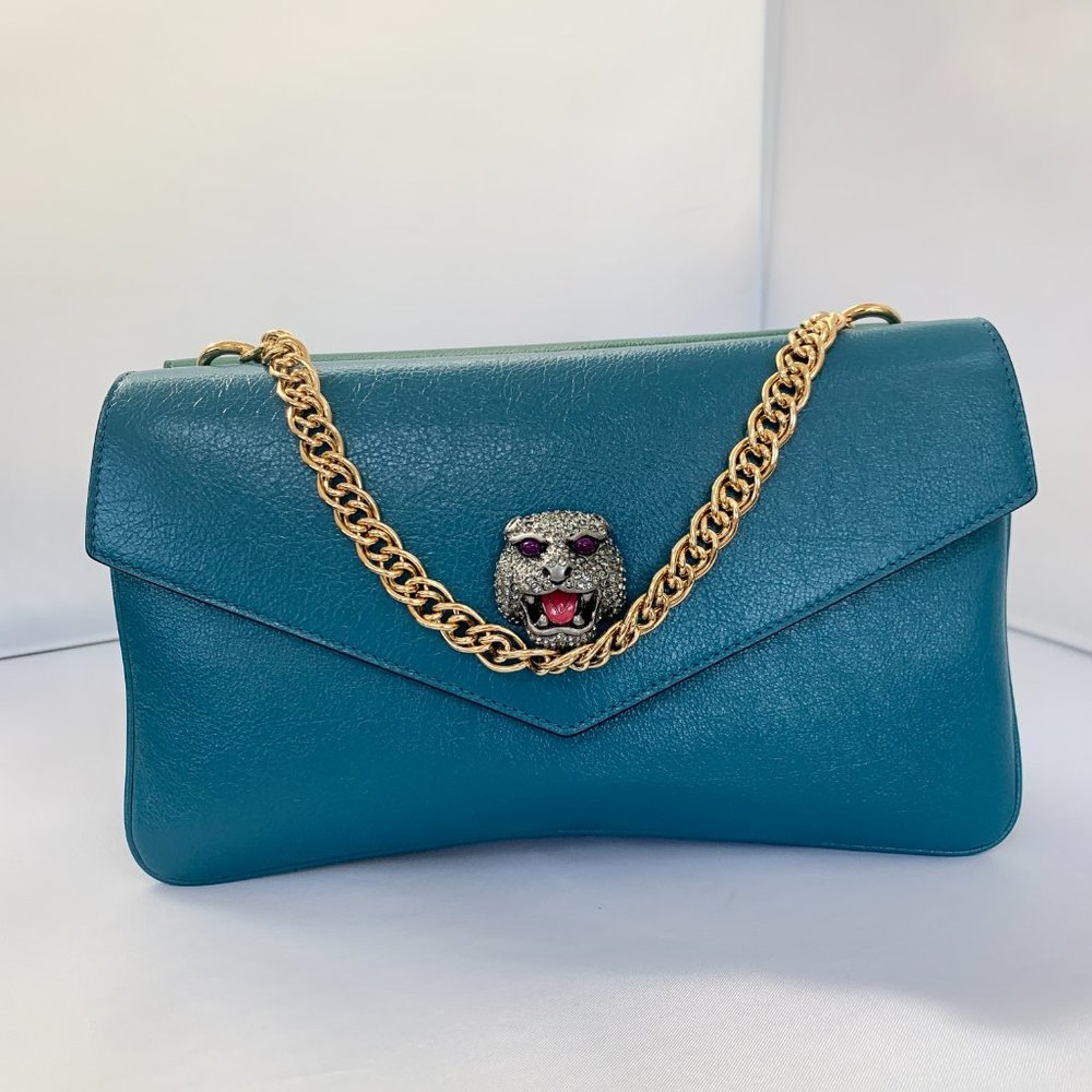 Gucci Thiara Double Envelope Shoulder Bag in Green NEW NEVER WORN W DUSTBAG - Picture 10 of 16